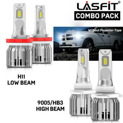 LASFIT H11 9005 LED Headlight for Dodge Ram 1500 2500 3500 Hi Low Beam 2009-2022