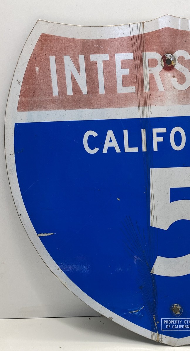 interstate carifornia 5 アルミ看板 Vintage LARGE Authentic California Interstate￼“I-5” Freeway