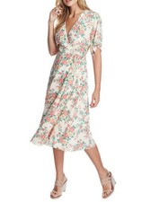 1. STATE Ikat Bouquet Wrap Dress Size 8 New Msrp $129.00 Soft Ecru
