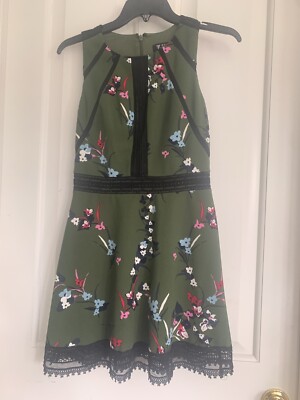 guess green floral dress GUESS