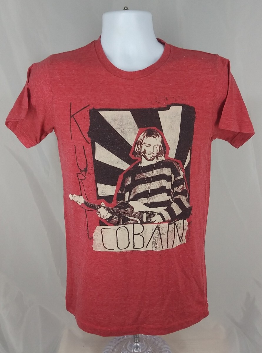 Kurt Cobain T shirt stripped sweater rising sun red heather 