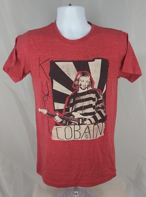 Kurt Cobain T shirt stripped sweater rising sun red heather