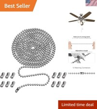 Elegant 120-Inch Beaded Ball Pull Chain for Ceiling Fan   Nickel-Plated Finish