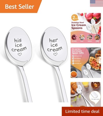 Couples Gift Ideas - His and Hers Ice Cream Spoon - Anniversary, Wedding, Chr...