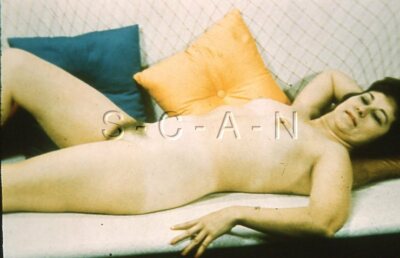 Org Nude Camera Club 1967 35mm Slide Negative- Color Pillows- Woman Suntan Lines