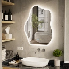 LUVODI Cloud Shape LED Bathroom Mirror Irregular Dimmable Wall Vanity Mirrors HD