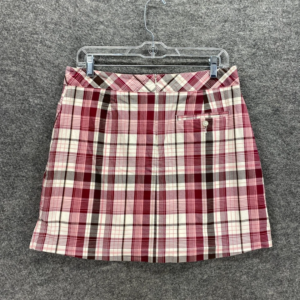 Dama Hagen Skort Mujer 8 Rojo Cuadros Cremallera Forrado Bolsillos Algodón Largo Corto Foto 2 de 4