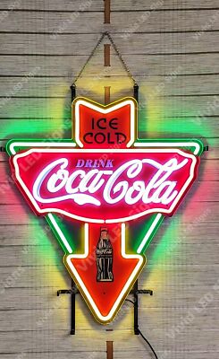 Ice Cold Coca Cola Coke 32'' Vivid LED Neon Sign Light Lamp With Dimmer