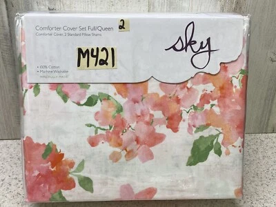 Sky Blushing Hydrangea Collection Full / Queen Duvet Cover & Shams Set Pink New