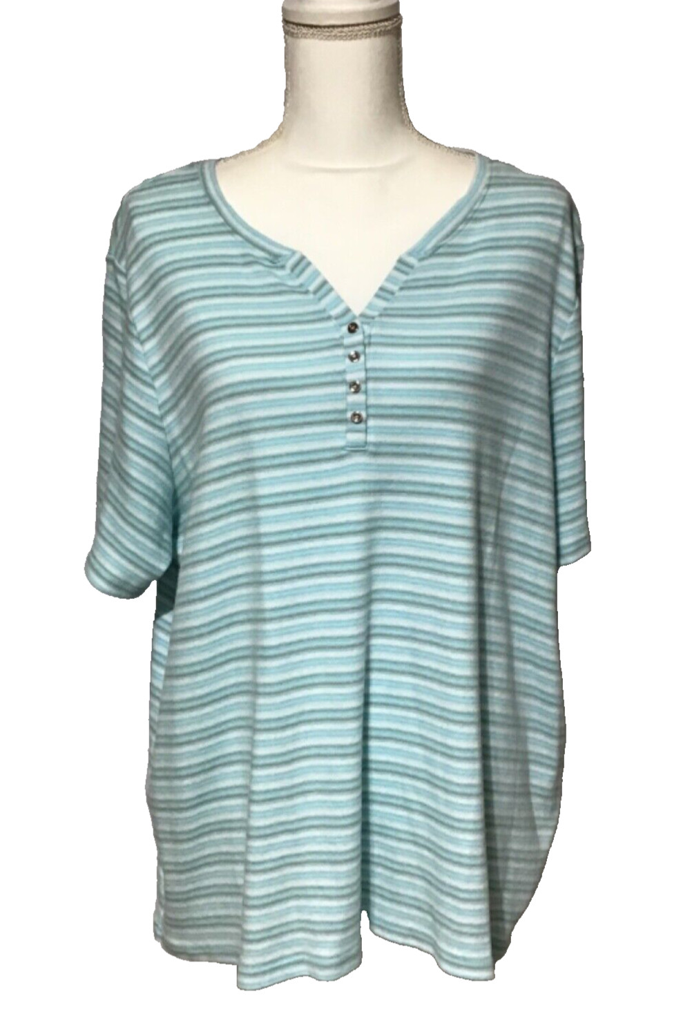 Hasting & Smith Top Womens Plus Size 2X Green Multicolor T-Shirt Grannycore