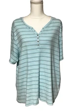 Hasting & Smith Top Womens Plus Size 2X Green Multicolor T-Shirt Grannycore