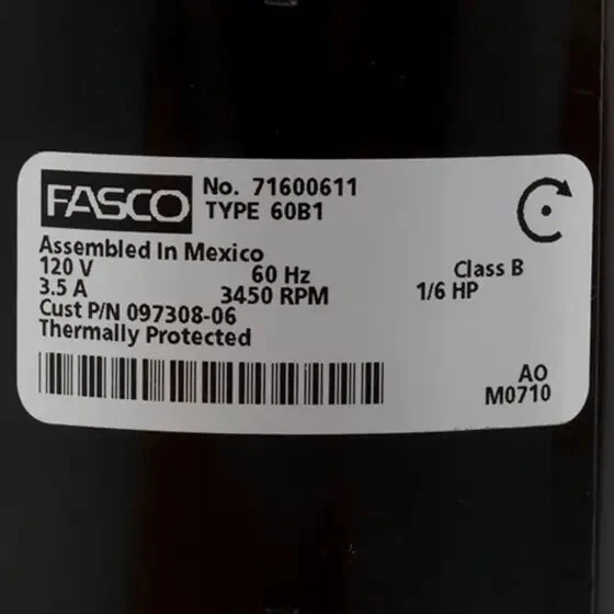 097308-06 Motor 1/6 HP 3450 RPM 120 Volts 3.5 AMP fits Desa International - Image 3 of 3