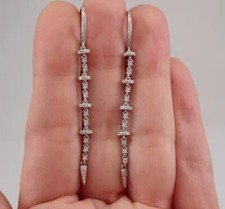 Round Cut Simulated Diamond Pretty Drop/Dangle Earrings In 14k White Gold Plated