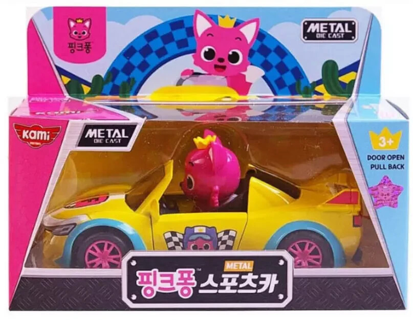 Pinkfong Baby Shark Sports Car Pull Back Door Open Die Cast / Tracking