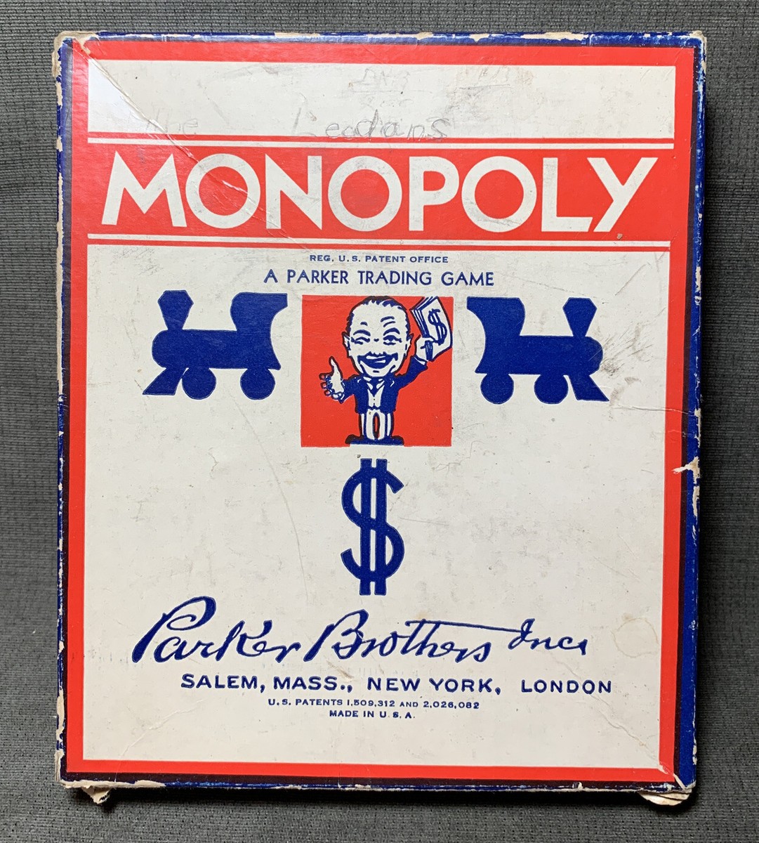 Vintage WWII Era MONOPOLY Board Game Wood Pieces 1935 Money