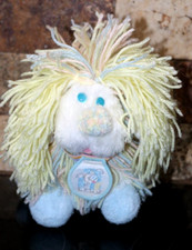 Vintage 1986 Disney Kenner Fluppy Dogs 12 Plush Puppy Fluffy Yellow w/Blue Paws