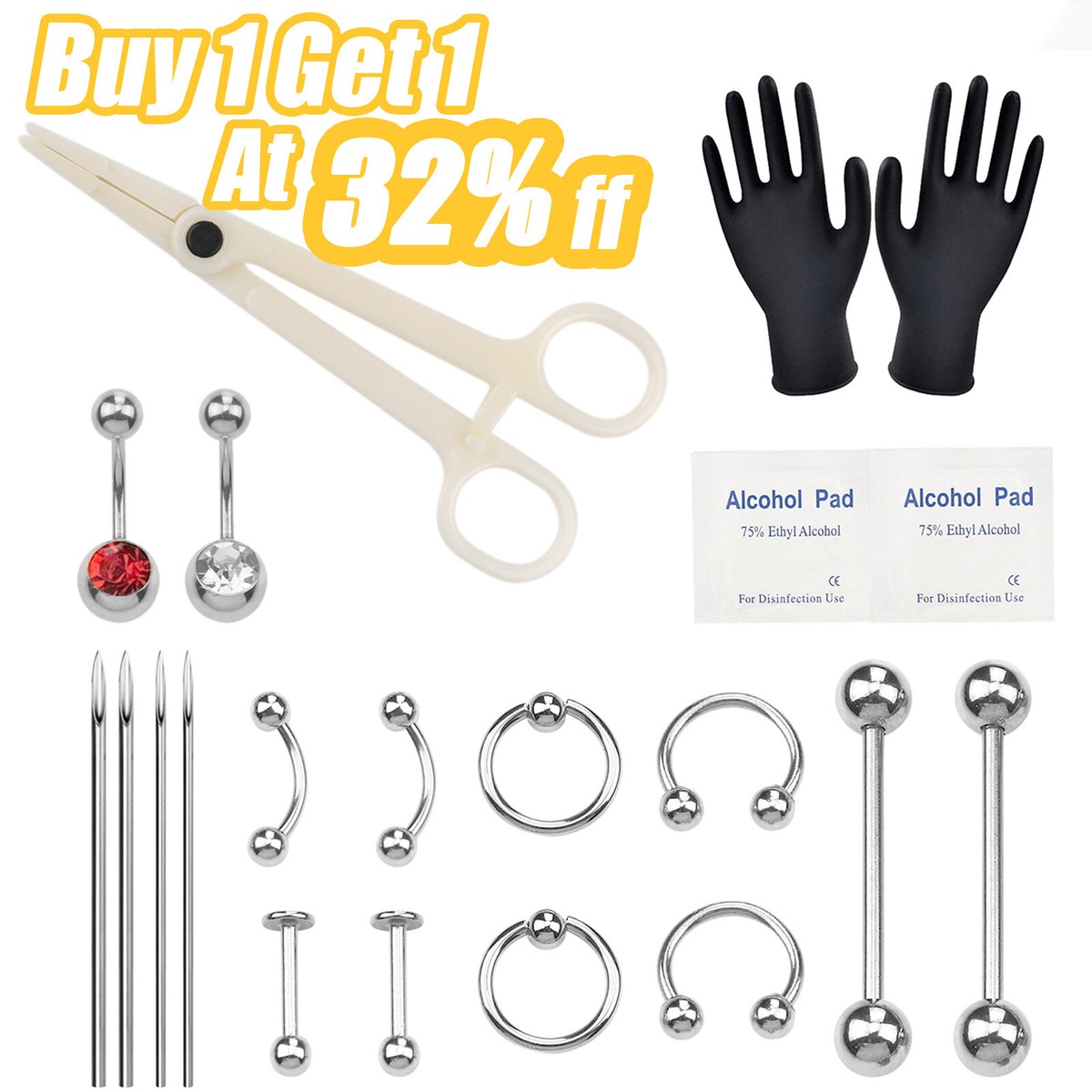 Body Piercing Kit With Needle Pack Nose Septum Belly Button Piercing Tool  Kit UK