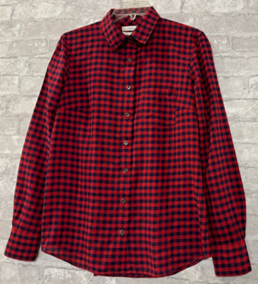 J. Crew Women ''Boy'' Red & Blue Check Long-Sleeve Button Up Shirt Size 2