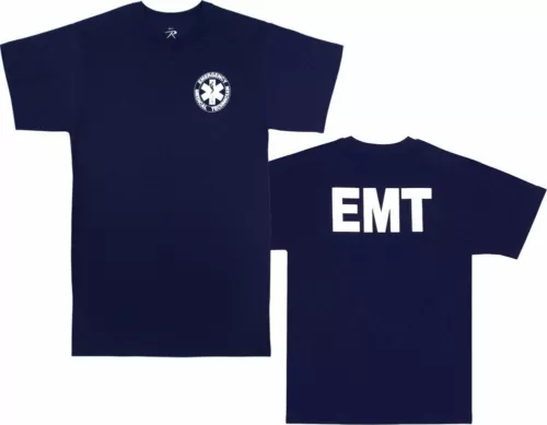 Navy Blue Official EMT Paramedic Double Sided T-Shirt