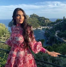 BNWT Zimmermann Wavelength Spliced Mini Dress Size 0 In Pink Ikat