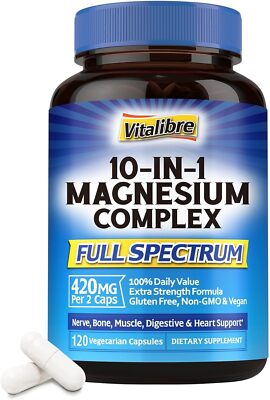 10 in 1 Magnesium Complex, 420mg Elemental Magnesium | Ultra Strength, Max Absor