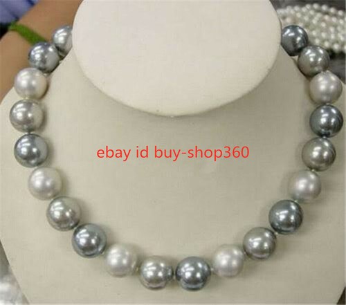 Elegant 8mm White Silver Gray South Sea Shell Pearl Necklace 20" (Not Pearl) - Picture 9 of 13