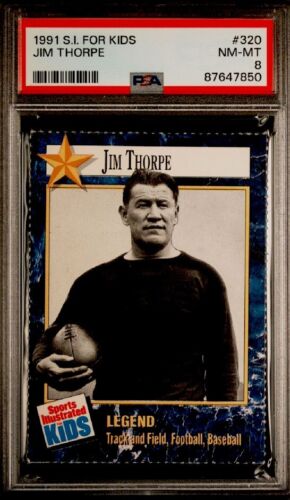 JIM THORPE Raro Deportes Ilustrados para Niños Olímpico EE. UU. DECATLÓN NFL PSA 8 - Imagen 1 de 3