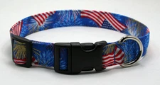 Patriotic Stars & Stripes Dog Collar Adjustable Handmade Custom Designer
