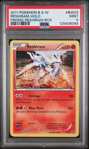 2011 POKEMON BLACK & WHITE PROMO RESHIRAM BOX #BW23 RESHIRAM-HOLO PSA 9 LOW POP