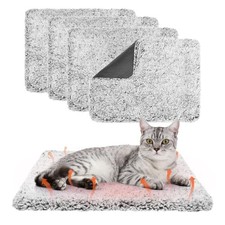4 Pack Self Warming Cat Bed, Plush Self Heating Pad S 16 20in Grey 4 Pack 