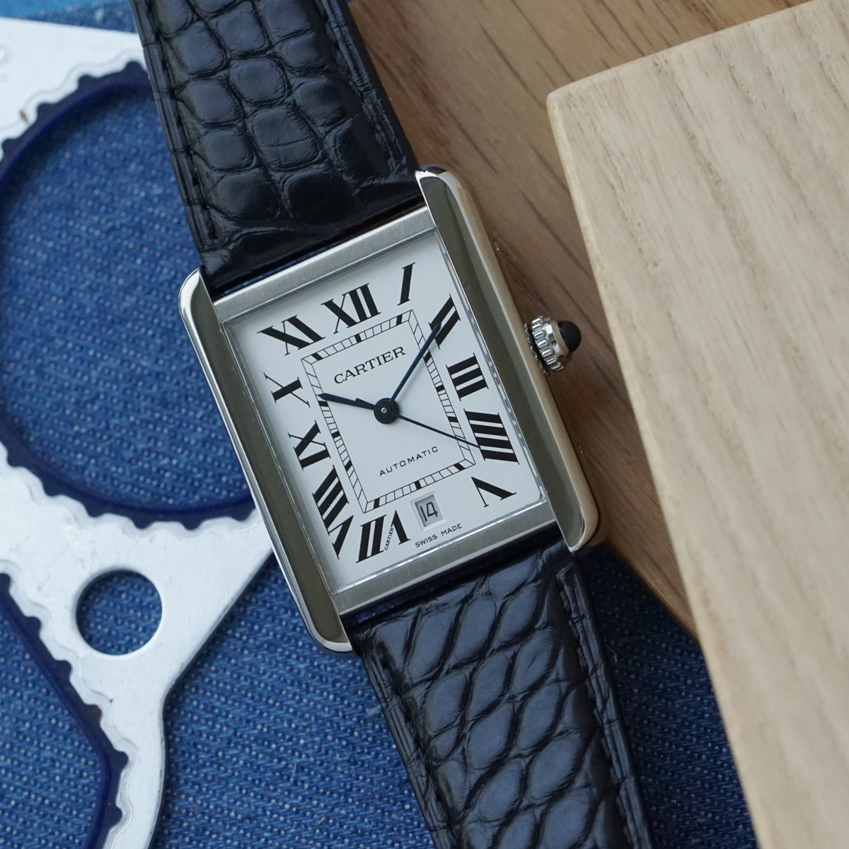 Cartier Tank Solo XL Automatic Date W5200027 Stainless Steel 2000s