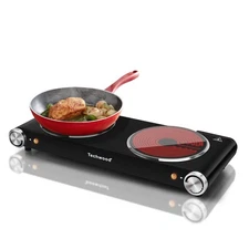 Hot Plate, 1800W Dual Electric Stove, Countertop Stove Double Burner for Cook...