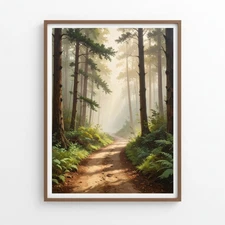 Printable Wall Art Misty Forest Path Digital Download Multiple Sizes Decor