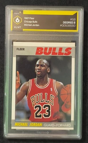 1987 FLEER MICHAEL JORDAN #59 BULLS HOF GRADED DEGREE 6 EX/MT SLABBED