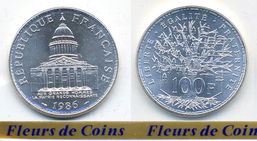 RARE : 100 francs PANTHEON argent 1986 neuve/scellée - Photo 1/1