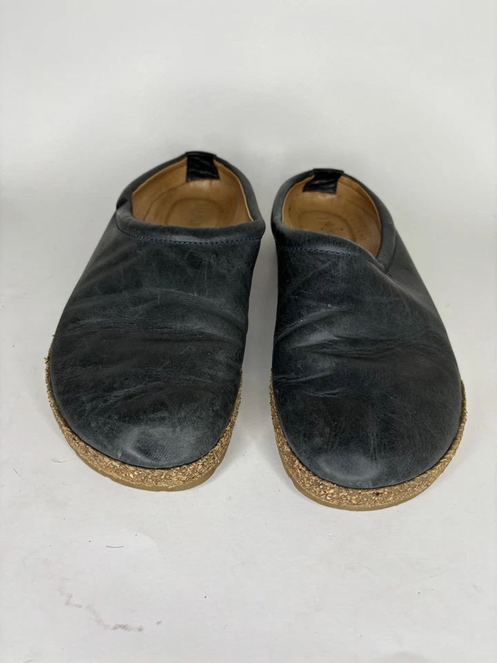Zapatos Haflinger para mujer 39 EE. UU. 8 informales sin cordones cómodos zuecos de mula de cuero azul Foto 4 de 4