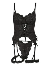 1 Set of female ins black lace sexy splicing perspective slim-fit with legs sexy