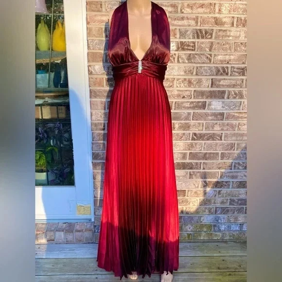 Vestido de graduación gótico Ombré rojo/borgoña y negro 1996 vintage para mujer talla 14 Foto 2 de 4