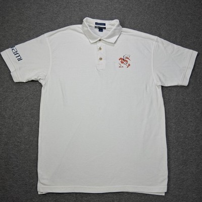 Miami Hurricanes Polo Shirt Mens Large White NCAA Football Blue Generation