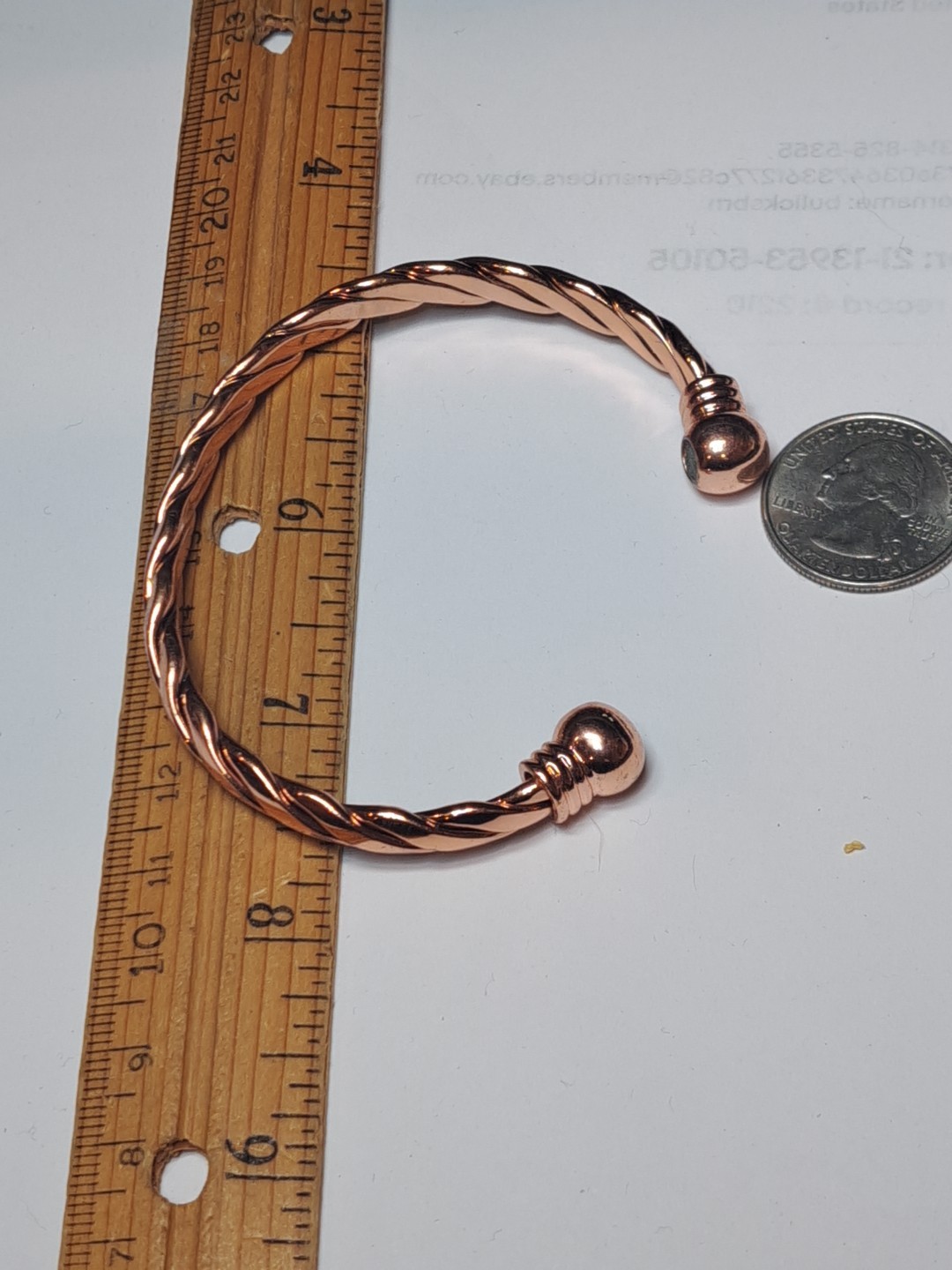 Hammered Solid Copper Cuff Bracelet Wire Twist  H… - image 5