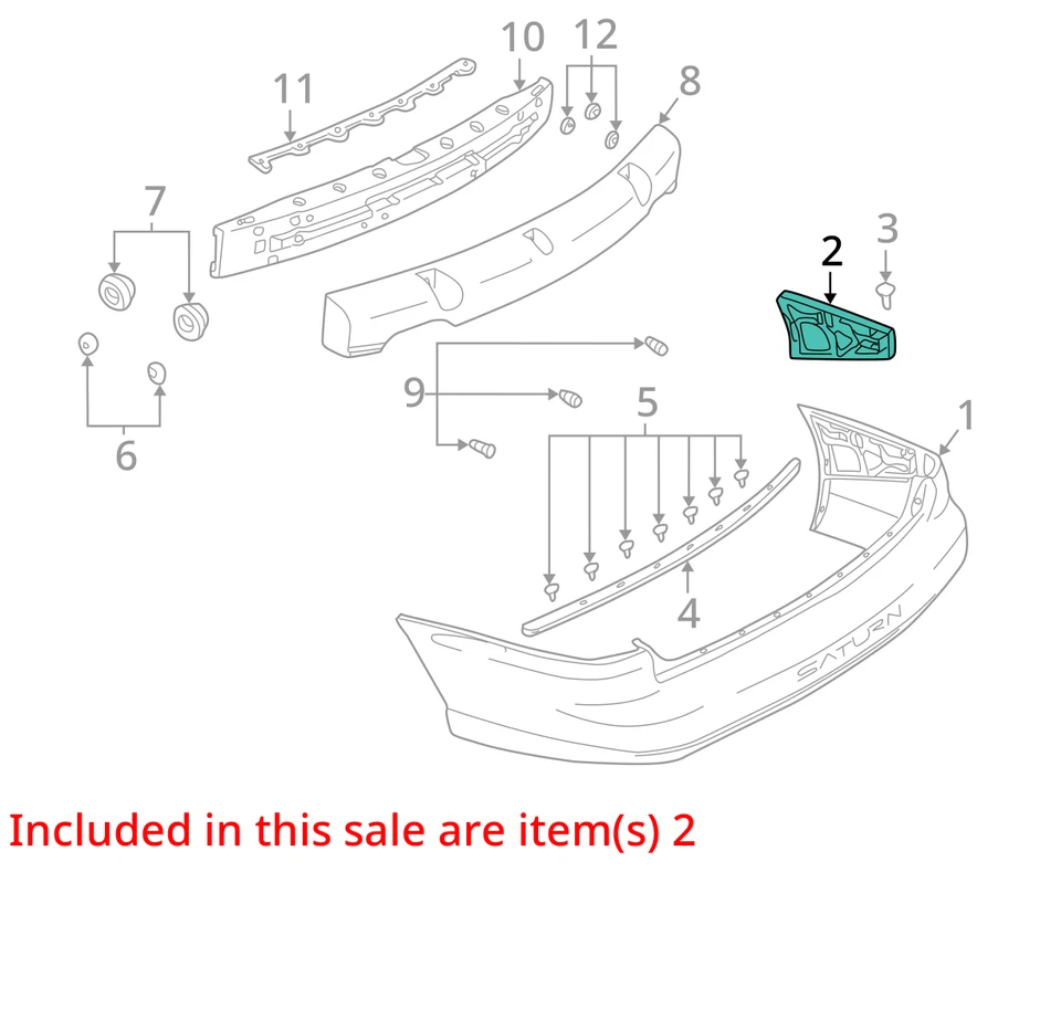 SE ADAPTA A 2000-2003 SATURN LW200 LW300 REFUERZO RR BPR FASCI 24414375 - NUEVO OEM Foto 2 de 3