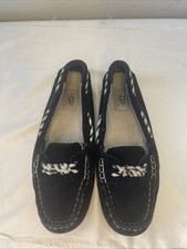 UGG Australia Black Suede Driving Moccasin Genoa Size 10 Slipper