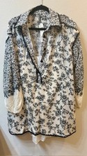By Anthropologie Puff-Sleeve Mini Shirt Dress Size M Black White Embroidered Boh