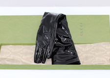 G0 NWoT Authentic GUCCI Patent Long Black Gloves Kitts Size 8 L 820