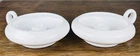 Vintage Milk Glass Candle Holders Pair Finger Loop White Glass Set