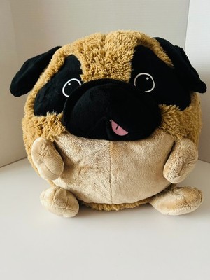 RARE Squishable pug potato-like Plush 15'' black eye patches floppy ears fuzzy