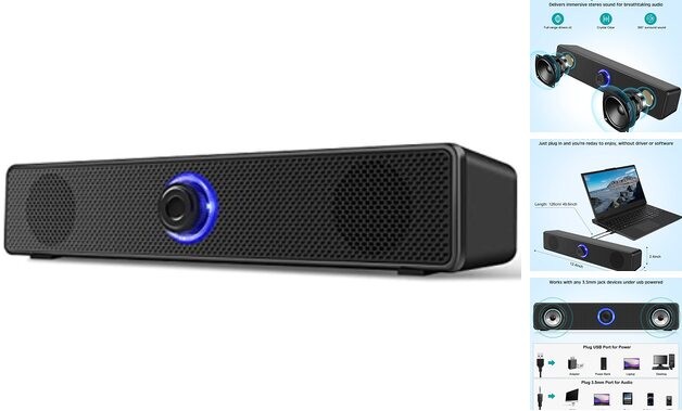 , Usb Powered Pc Speakers Wired Stereo Desktop Speakers For
