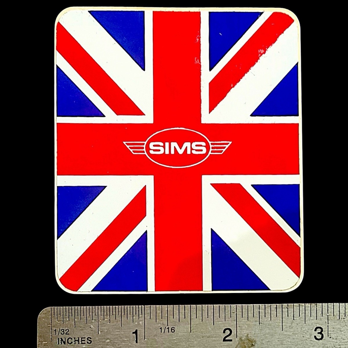70s simtrims burlington カツラギ PT Vintage 1980s Sims Skateboard Sticker Union Jack Flag Winged Oval