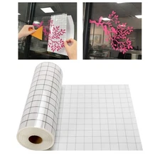 Clear   Transfer Paper Tape Roll Grid Sticker for Craft Application 12inx5ft