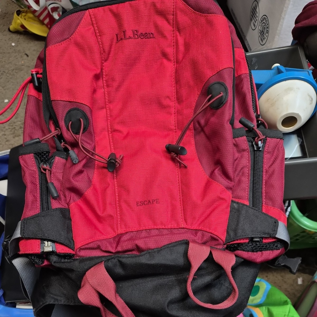 L.L.Bean Escape Daypack Hiking Backpack Red Lightweight Trail Bag
